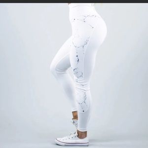 BuffBunny Milas White Marble Leggings - Brand New
